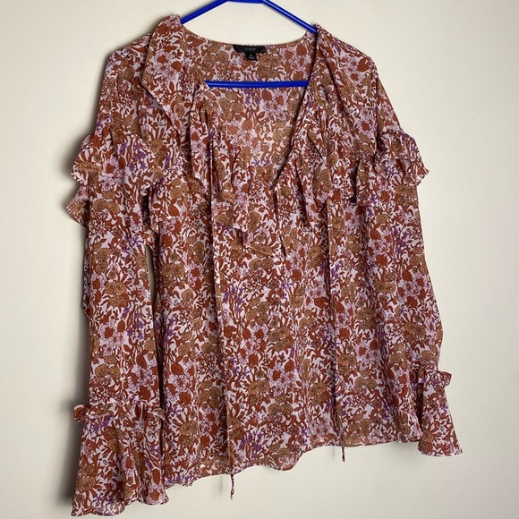 J. Crew Tops - J Crew Ruffle crinkle chiffon top in fête floral Size small